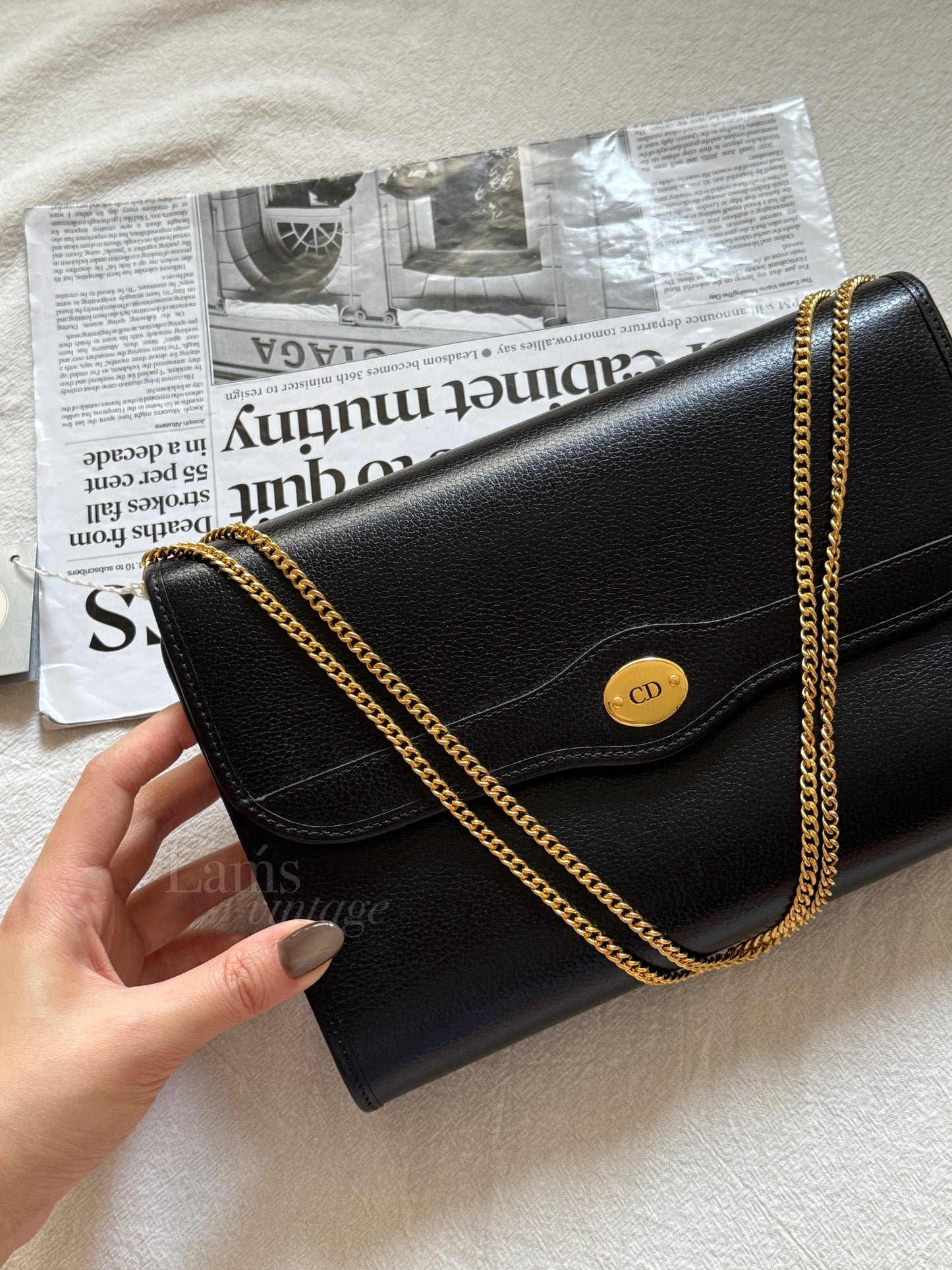 Vintage Dior 黑金牛皮envelope bag🖤