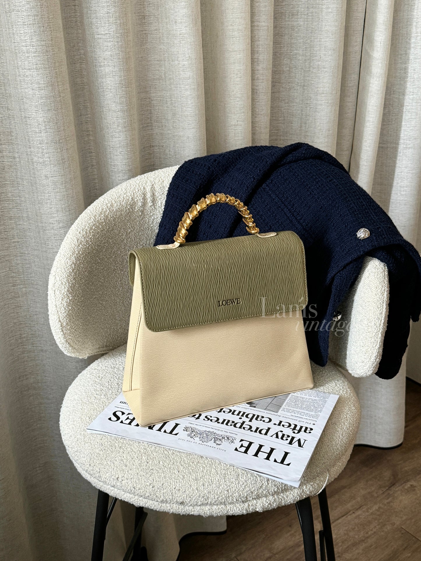 罕有!Vintage Loewe 抹茶綠蛇骨kelly 2-way