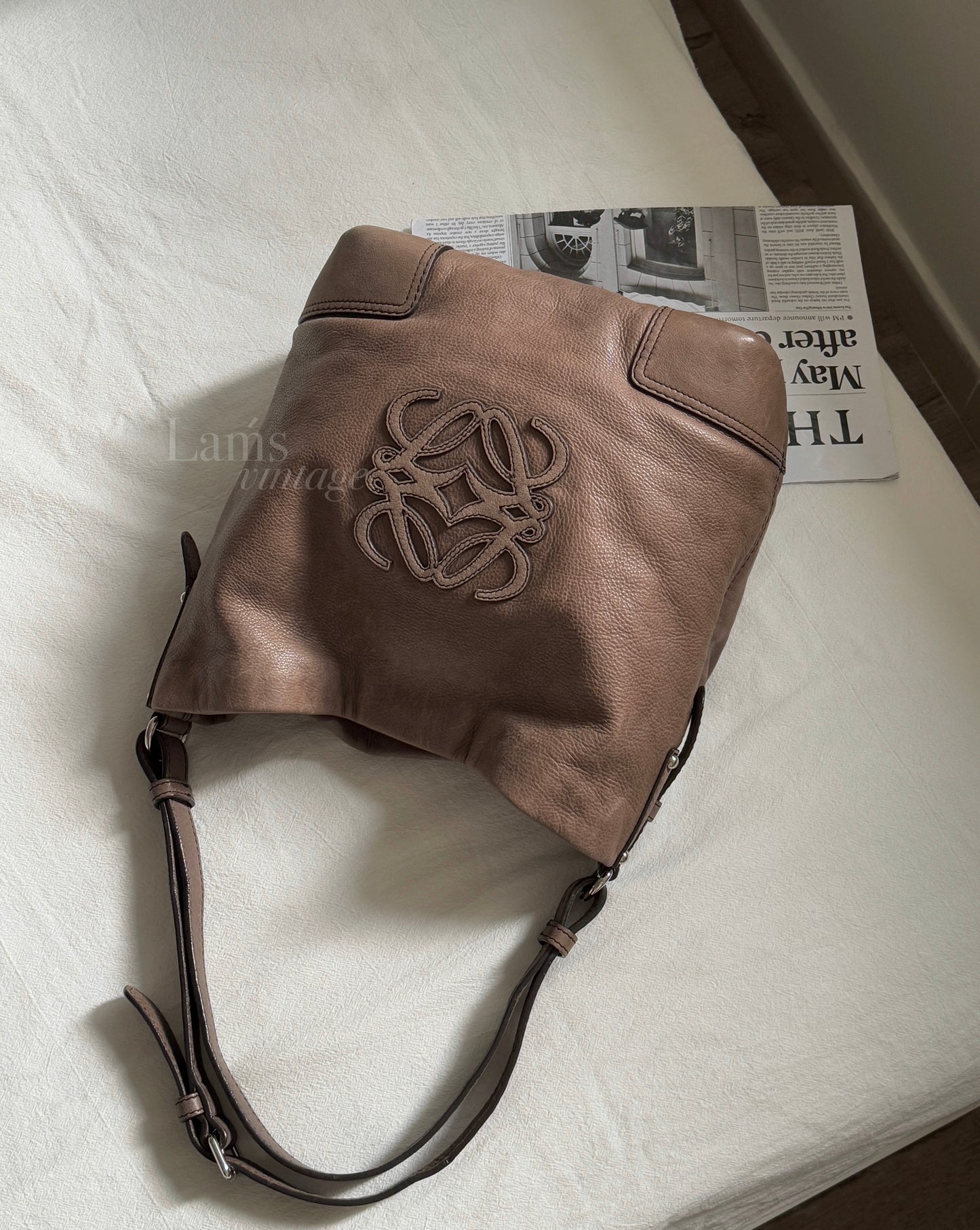 Vintage Loewe 大象灰啡單肩hobo bag🐘