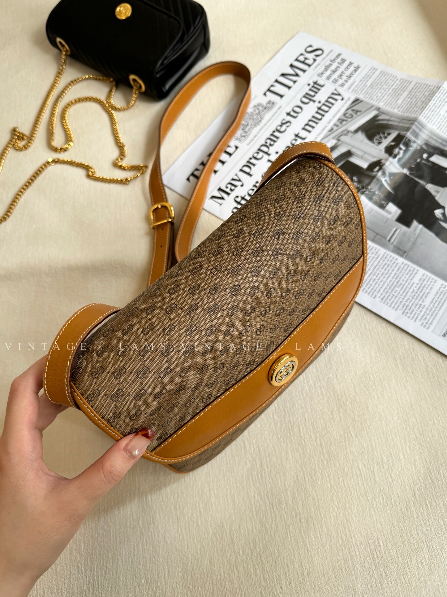 Vintage Gucci 奶茶monogram crossbody