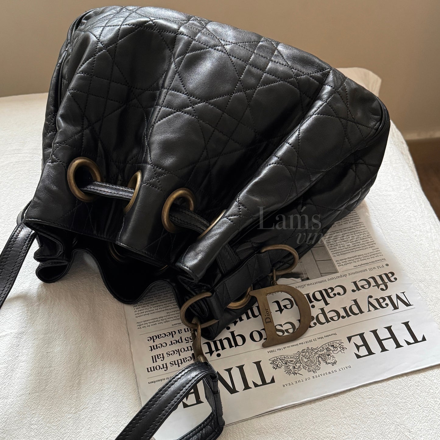 Vintage Dior cannage羊皮菱格大hobo