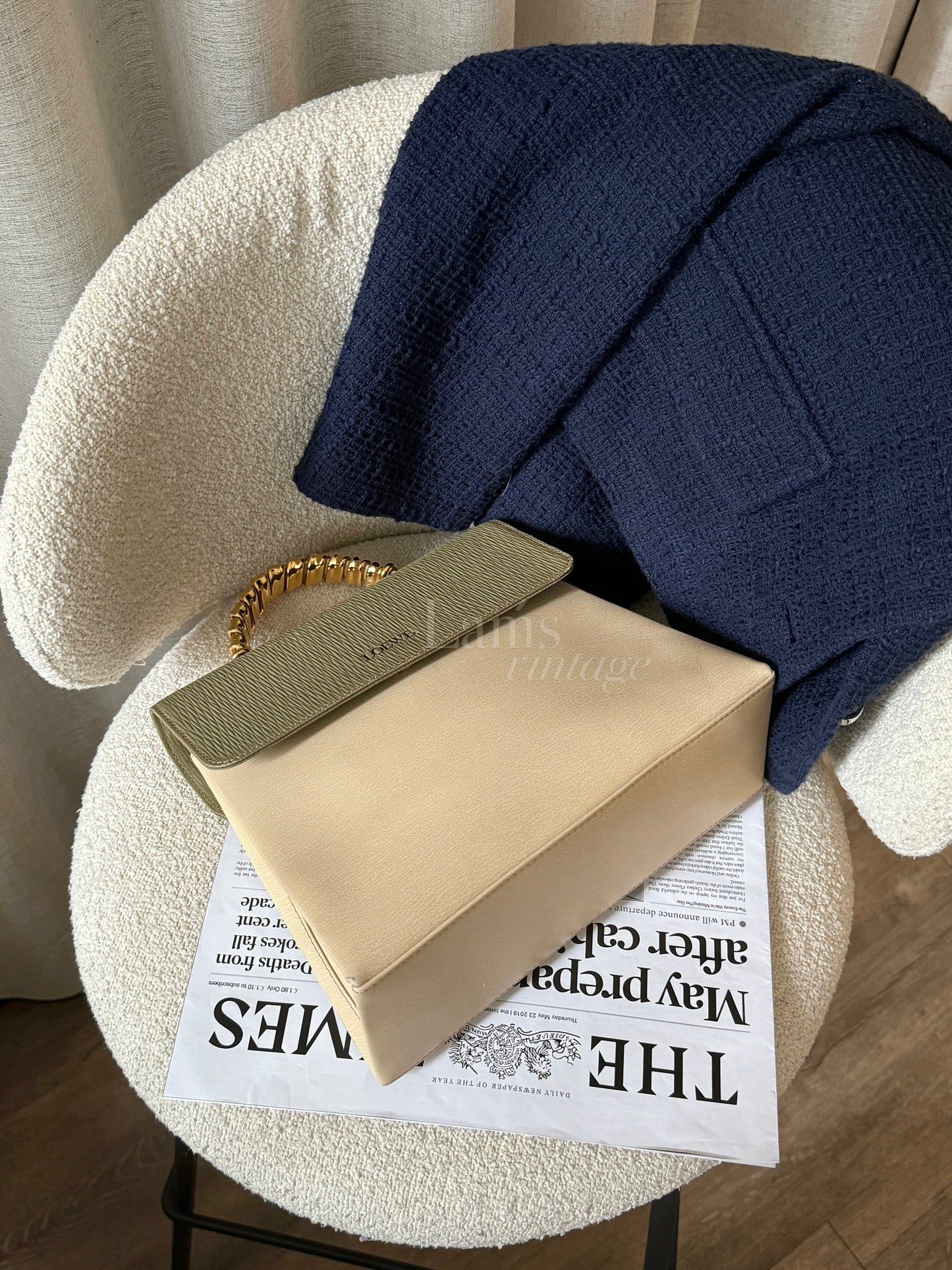 罕有!Vintage Loewe 抹茶綠蛇骨kelly 2-way