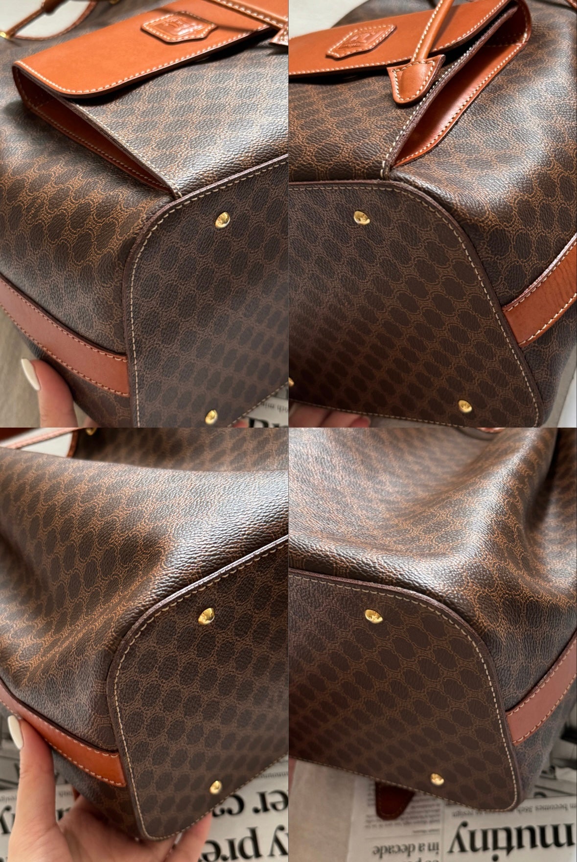 Vintage Celine macadam翻蓋老花水桶包🧺