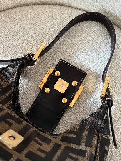 Vintage Fendi zucca 金扣小牛角包