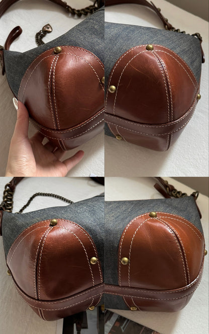 Vintage Burberry denim hobo bag