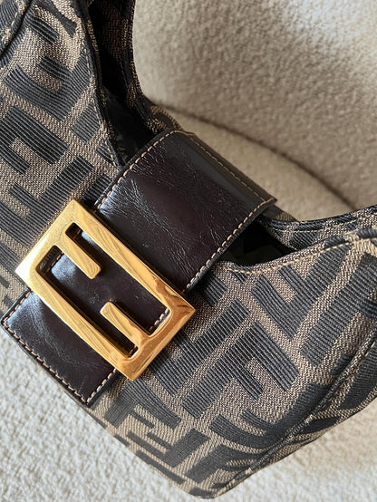 Vintage Fendi zucca 金扣小牛角包