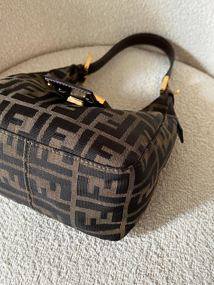 Vintage Fendi zucca 金扣小牛角包