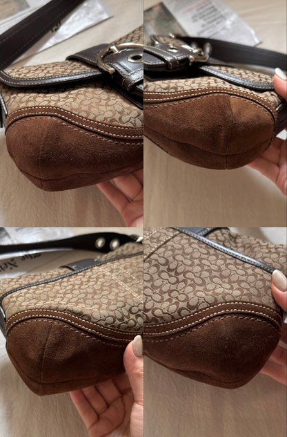 Vintage Coach老花麂皮碗豆包