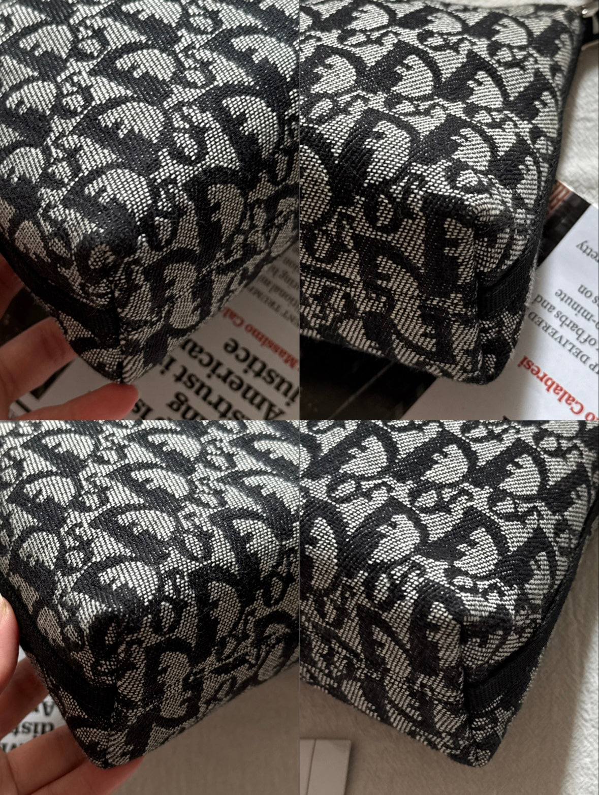 Vintage Dior 黑花銀扣trotter shoulder bag