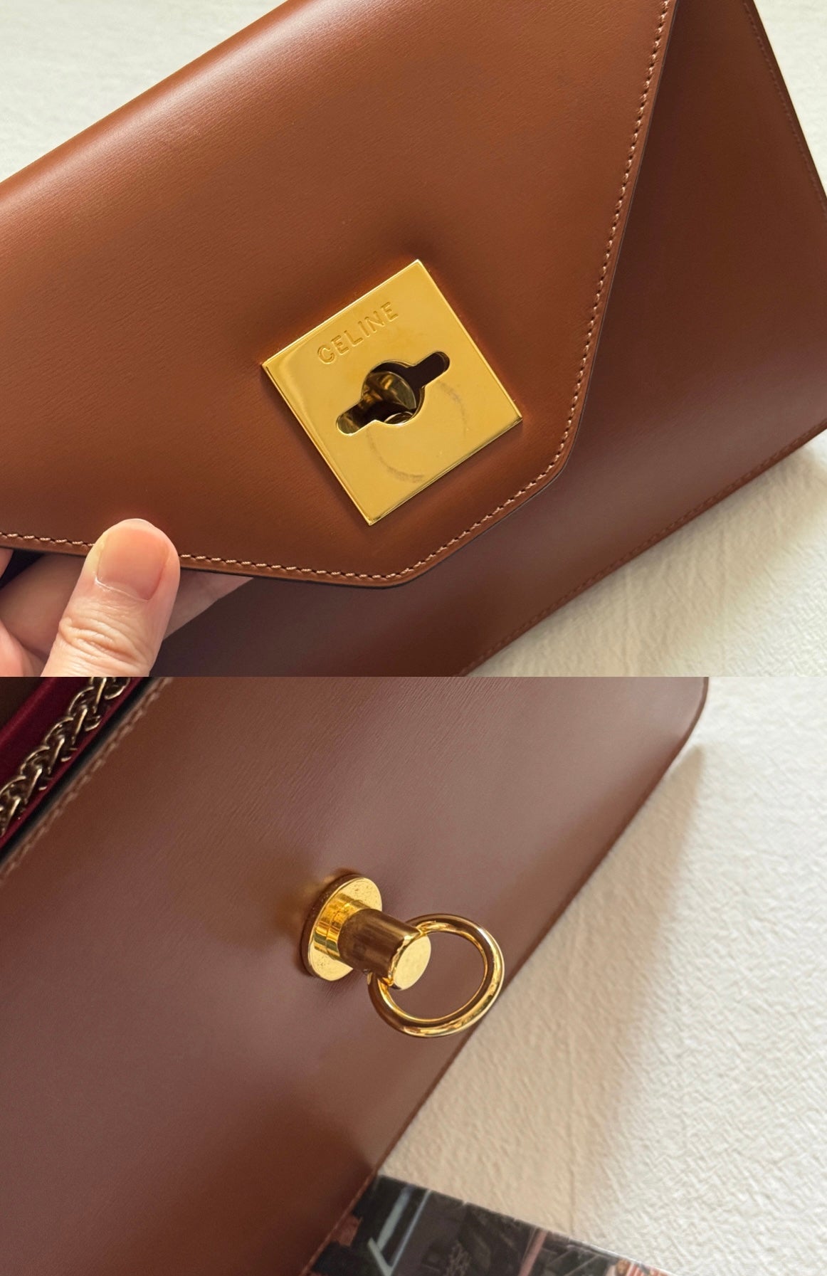 Vintage Celine leather envelope 2-way