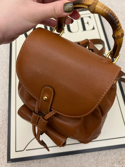 Vintage Gucci bamboo mini backpack in caramel