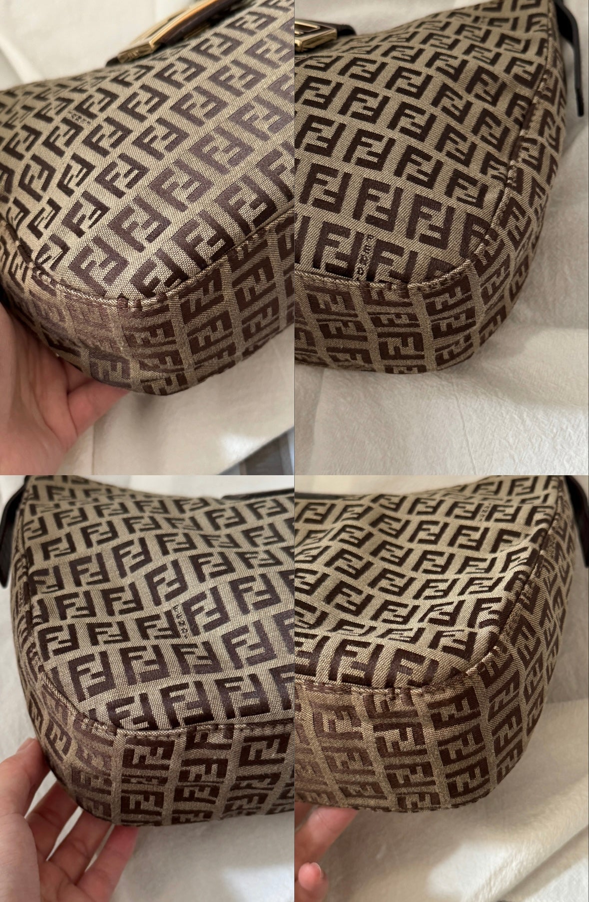 Vintage Fendi 金扣brown zucchino hobo💫