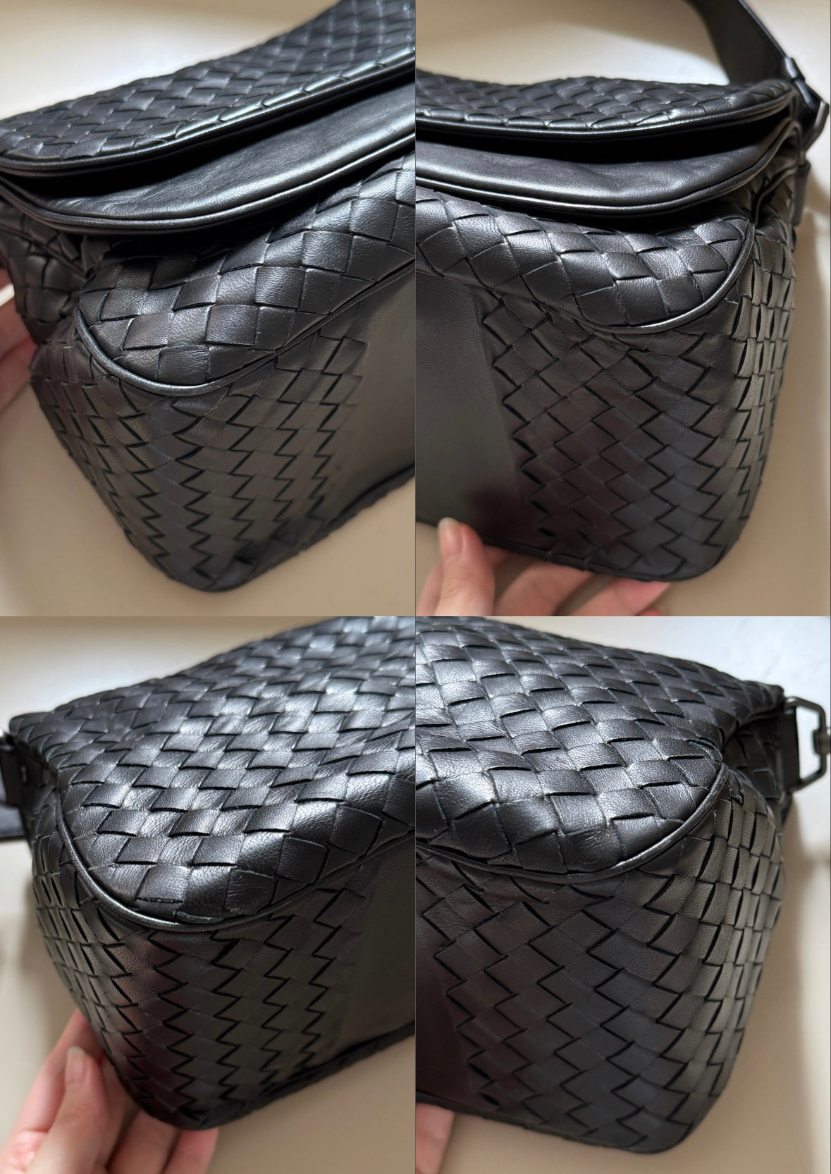 Vintage Bottega Veneta so black double flap baguette🥖