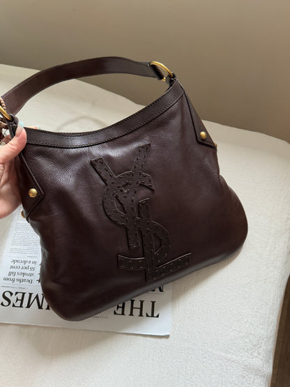 Vintage YSL 補丁logo leather hobo bag