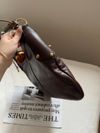 Vintage YSL 補丁logo leather hobo bag