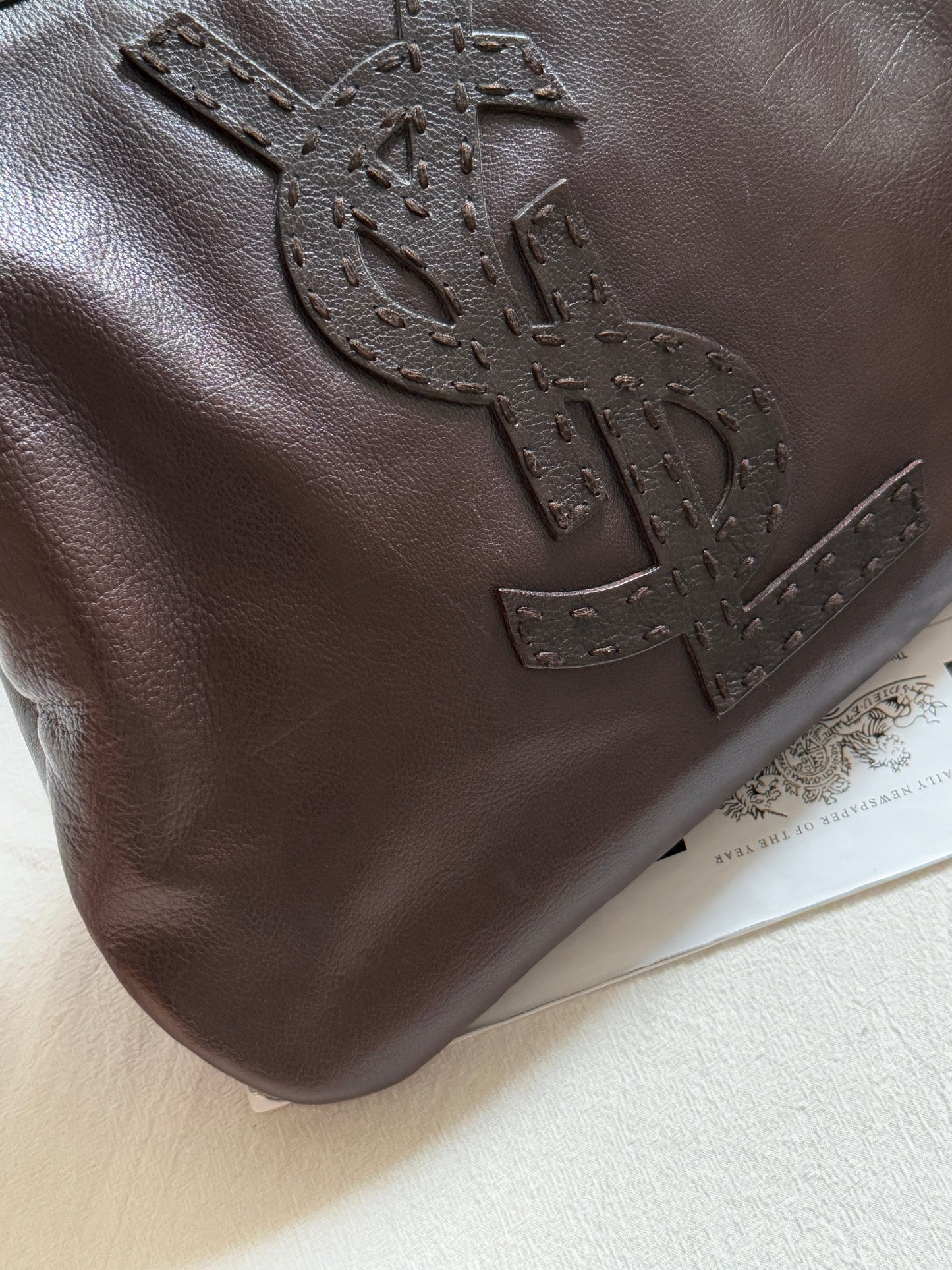 Vintage YSL 補丁logo leather hobo bag