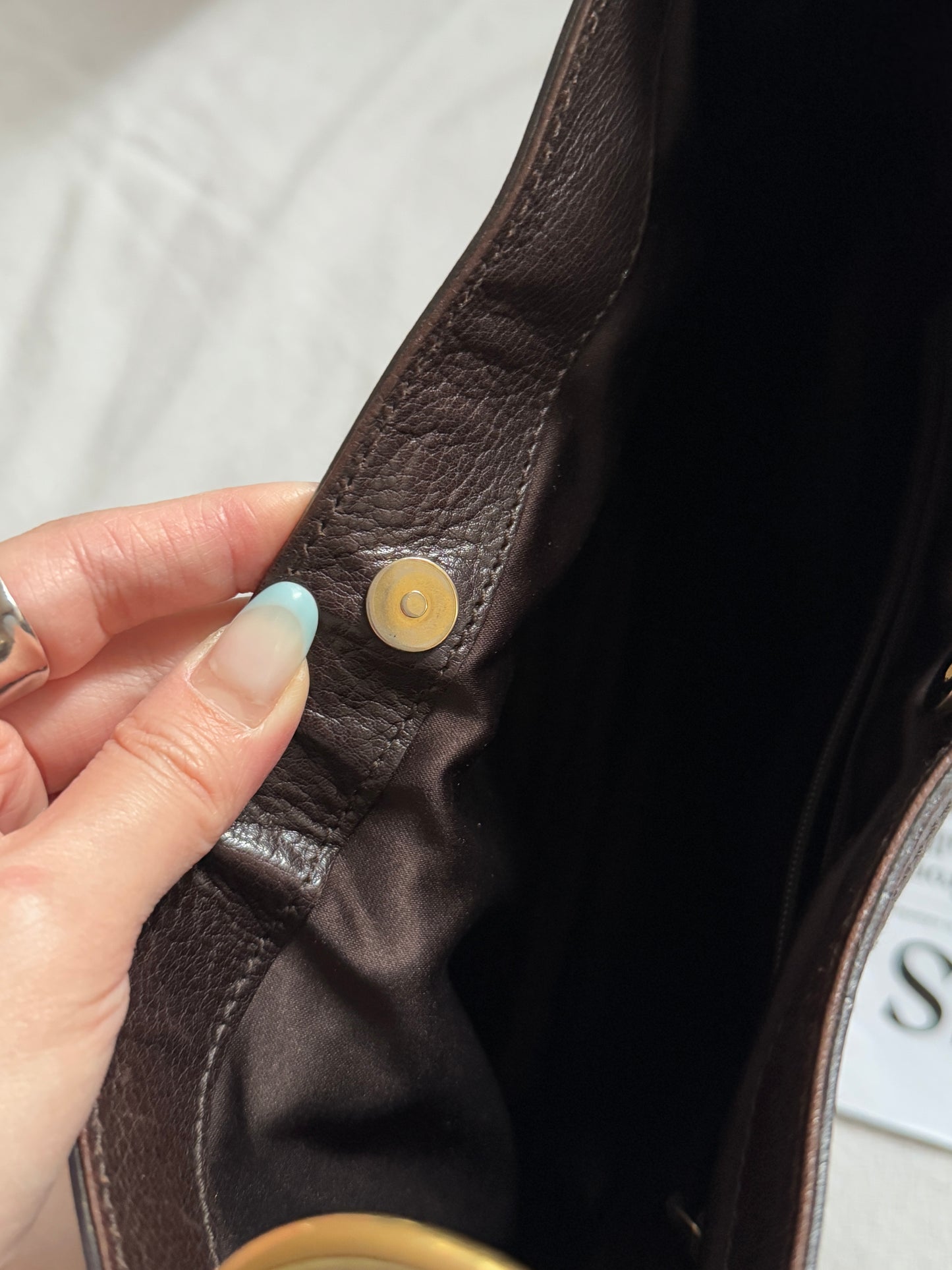 Vintage YSL 補丁logo leather hobo bag
