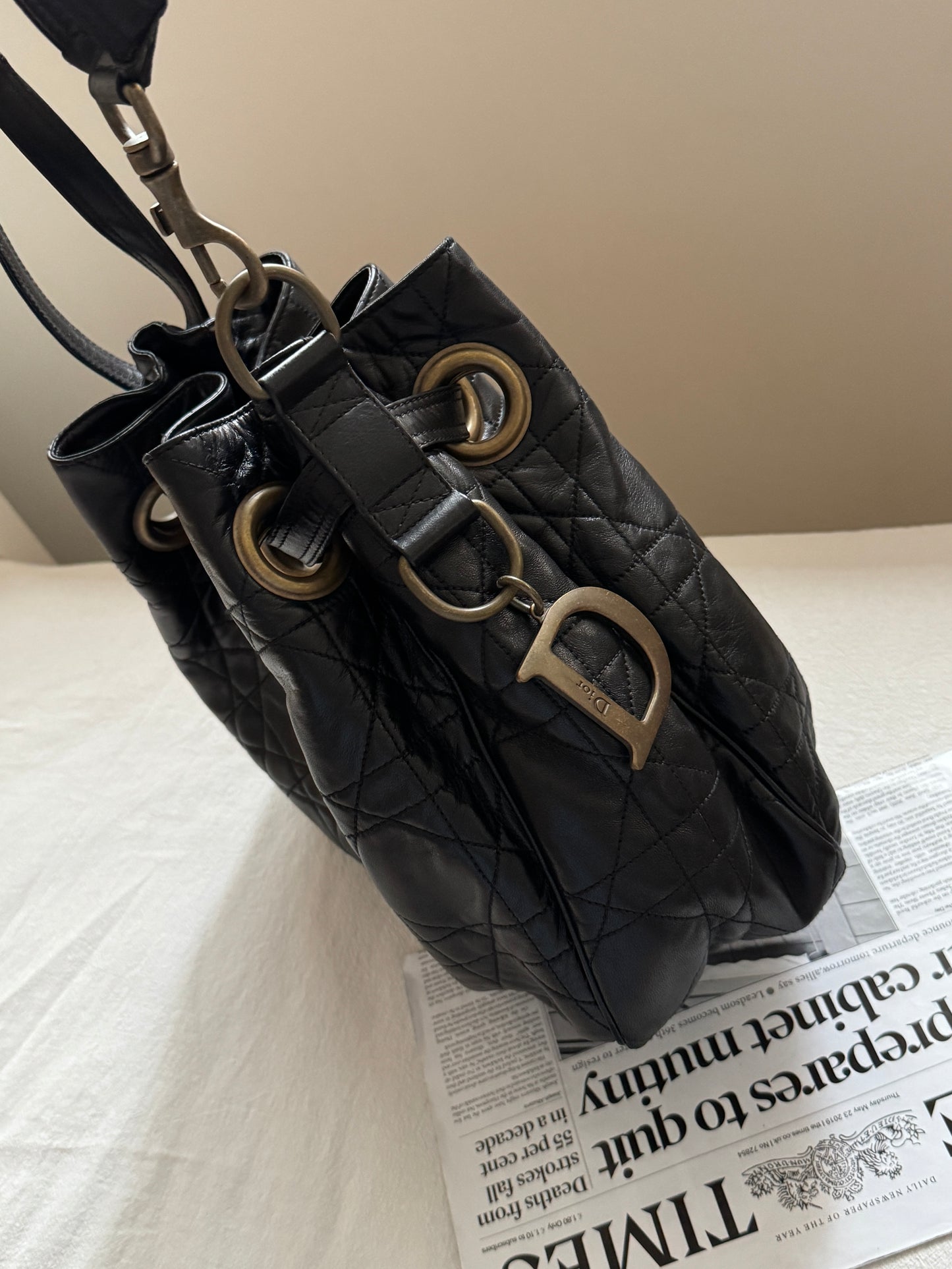 Vintage Dior cannage羊皮菱格大hobo
