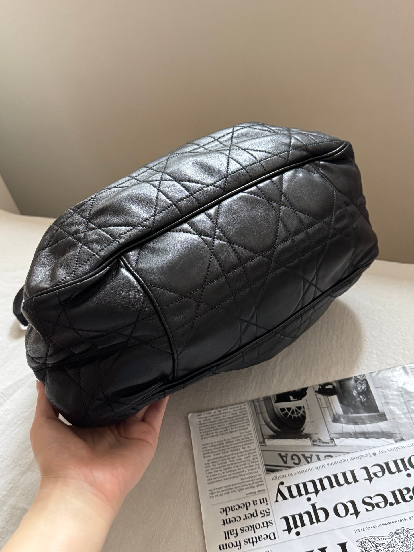 Vintage Dior cannage羊皮菱格大hobo