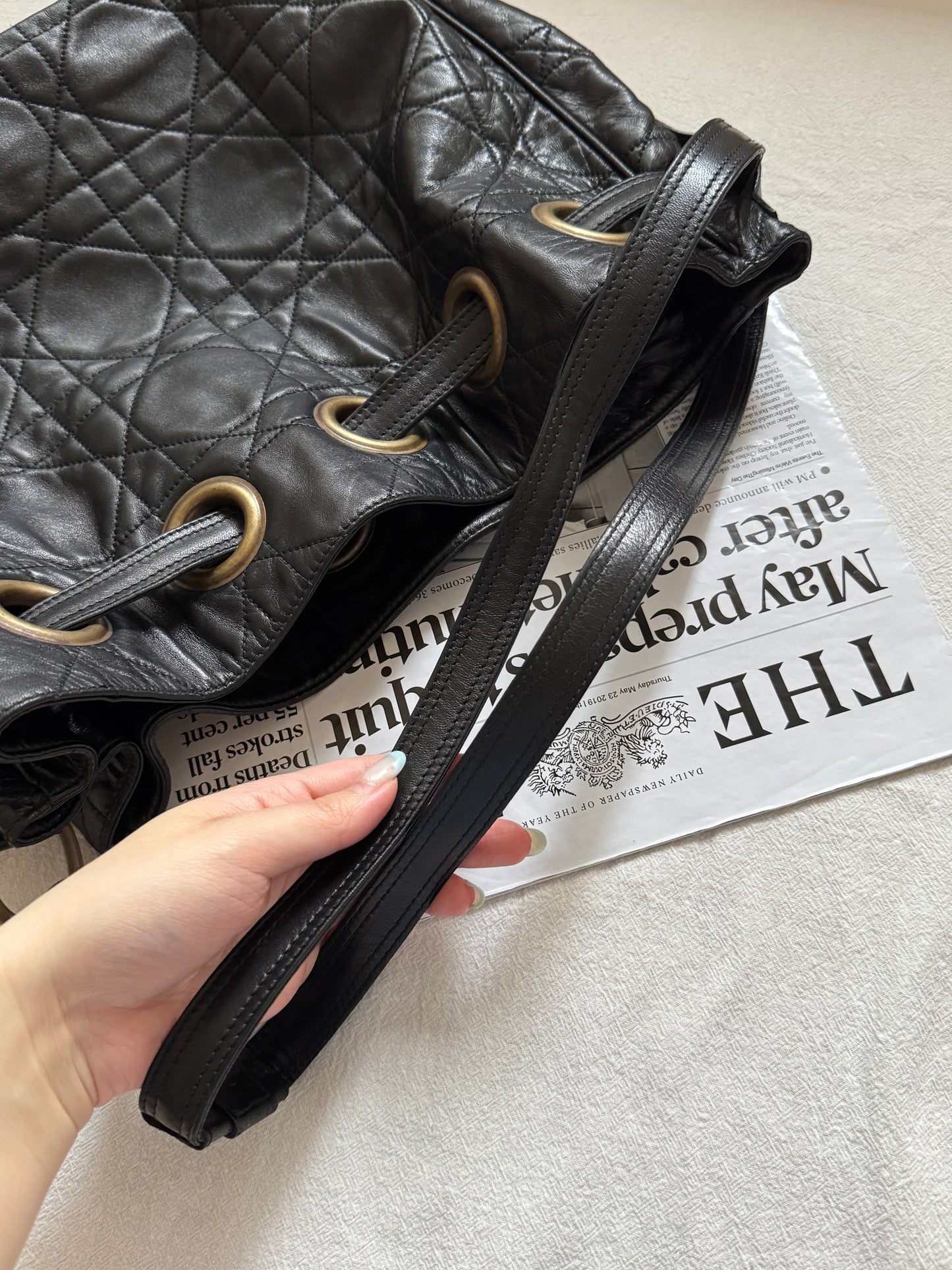 Vintage Dior cannage羊皮菱格大hobo