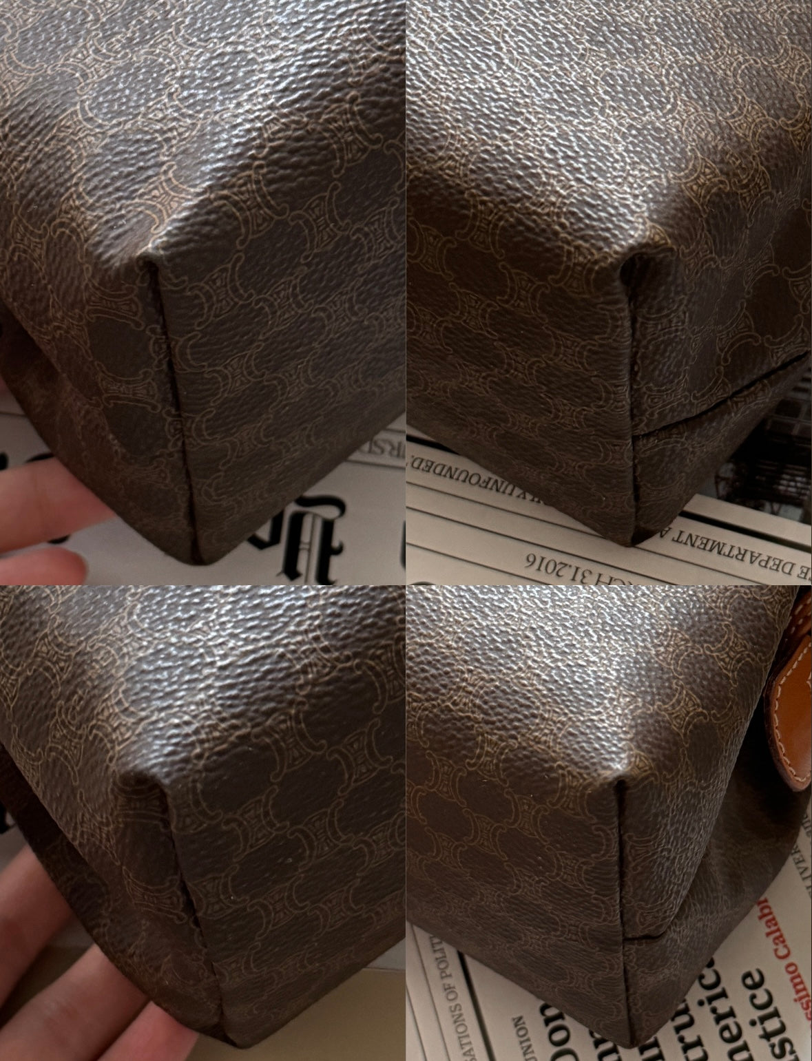 Vintage Celine brown macadam pouch☁️