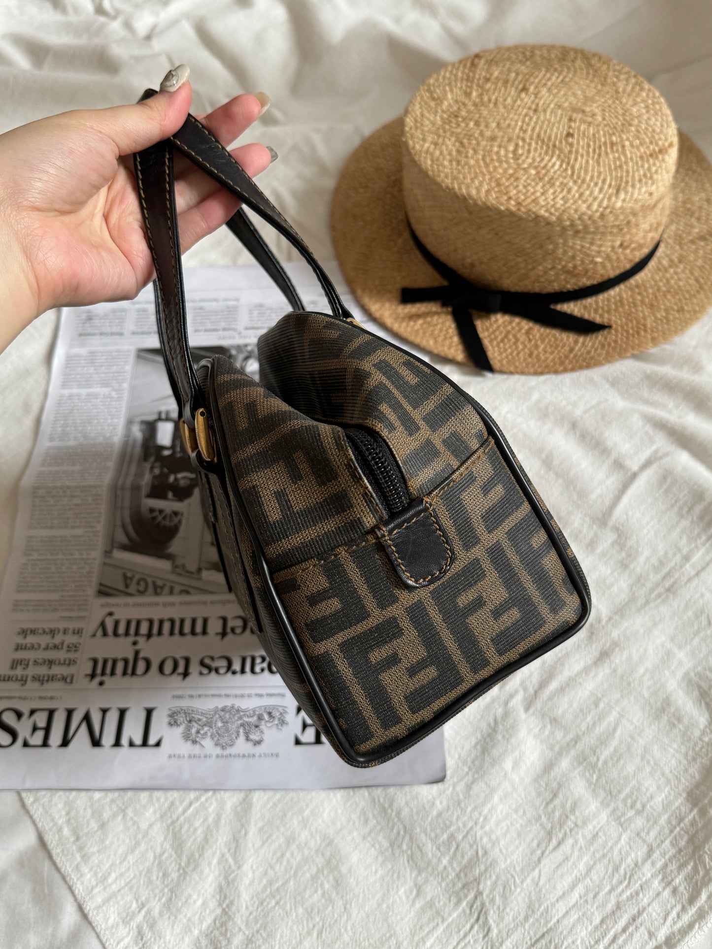 Vintage Fendi zucca 2-way boston bag