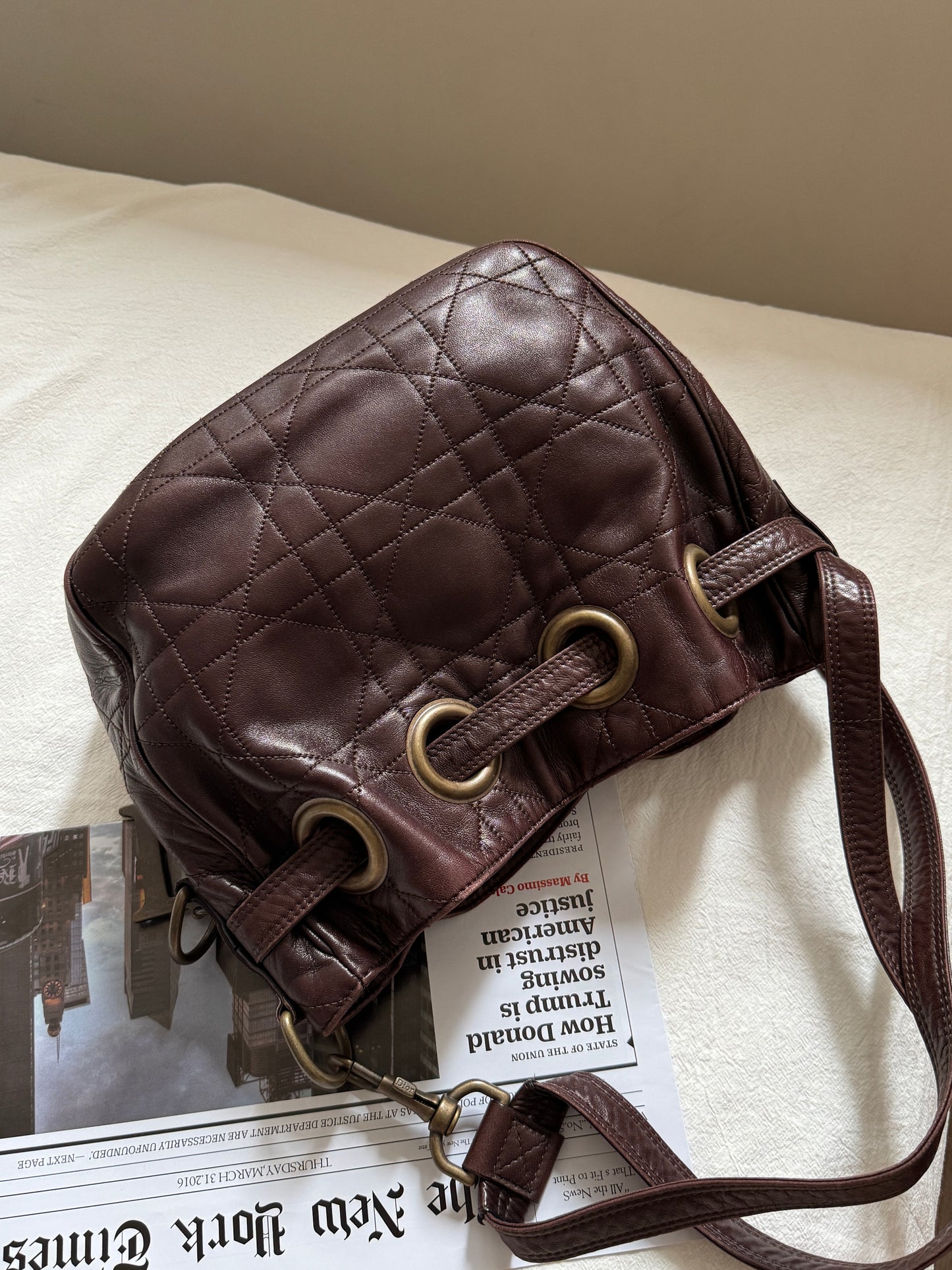 Vintage Dior 小羊皮cannage shoulder bag 25