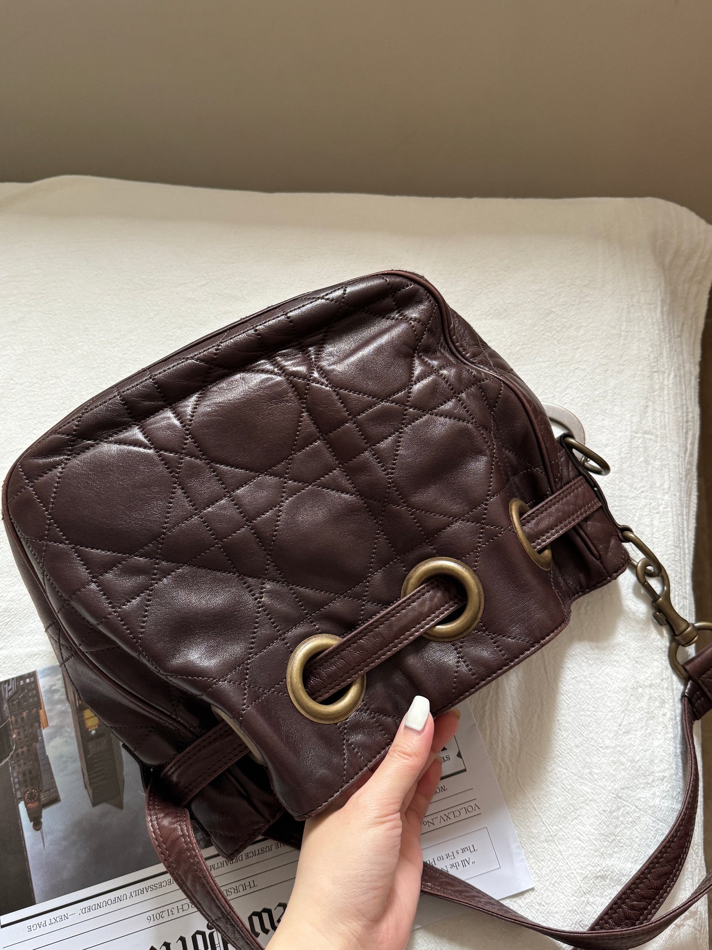 Vintage Dior 小羊皮cannage shoulder bag 25