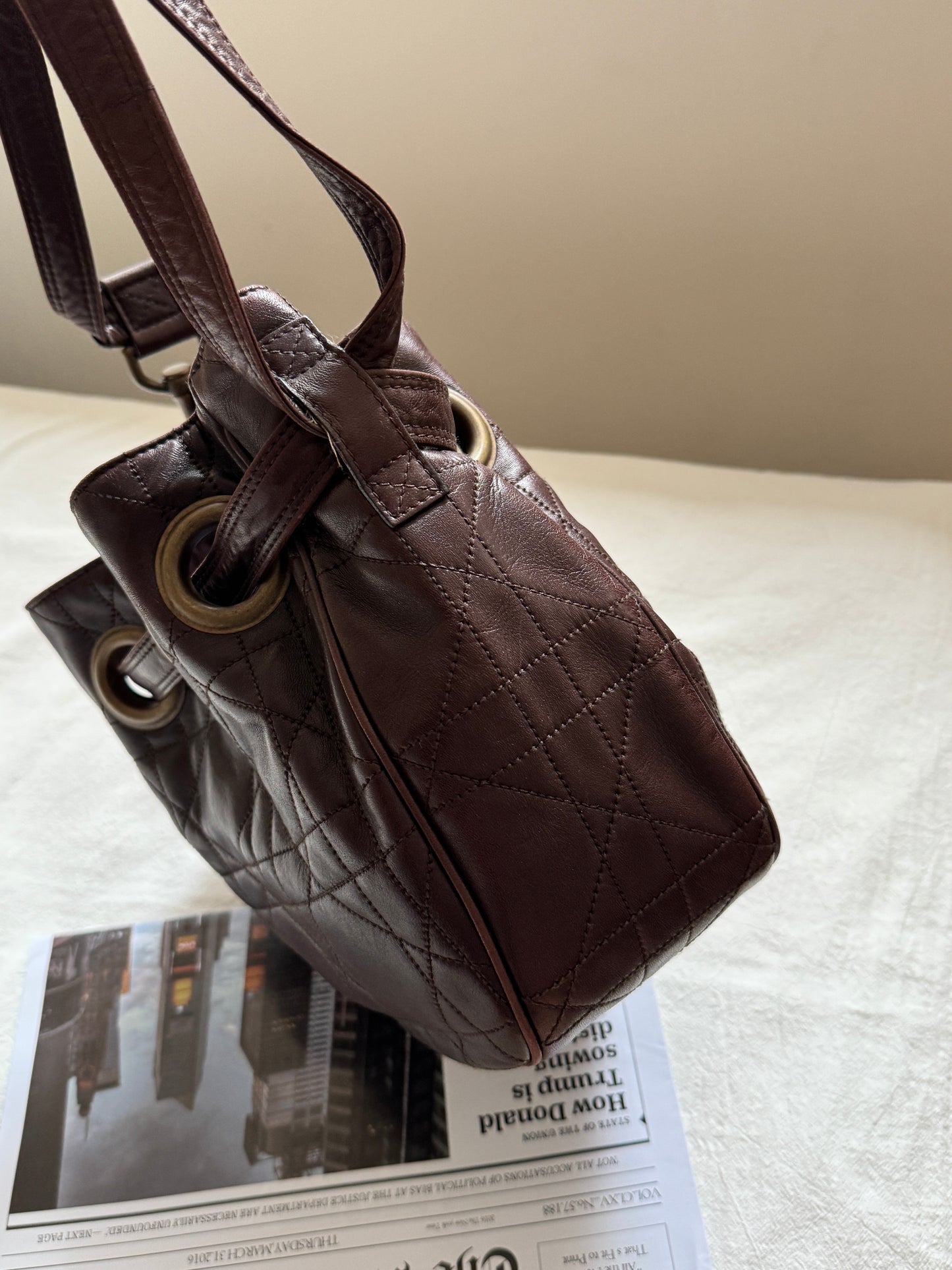 Vintage Dior 小羊皮cannage shoulder bag 25
