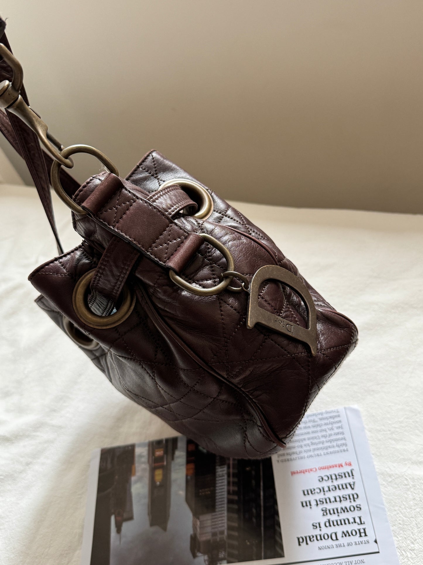 Vintage Dior 小羊皮cannage shoulder bag 25