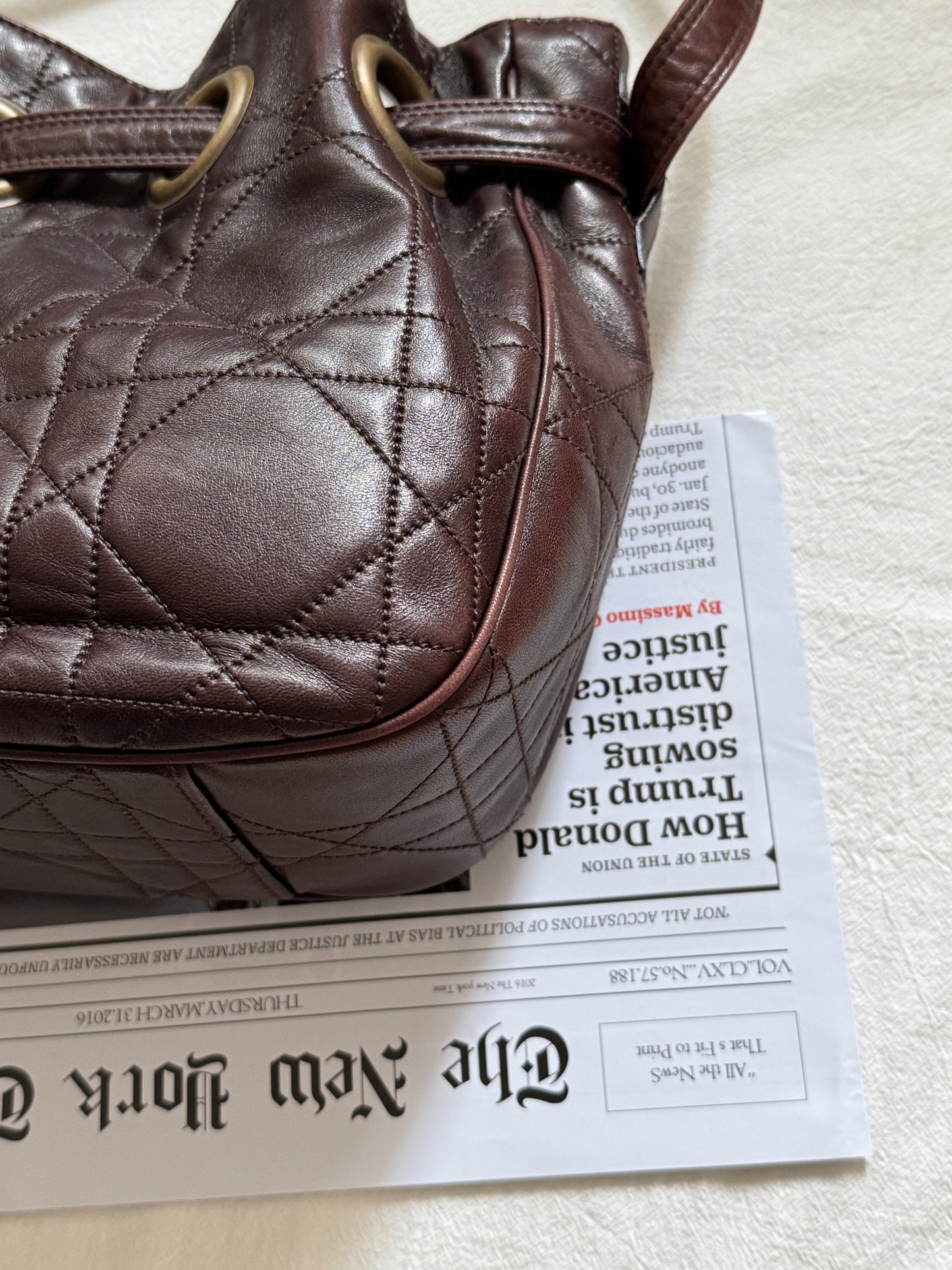 Vintage Dior 小羊皮cannage shoulder bag 25