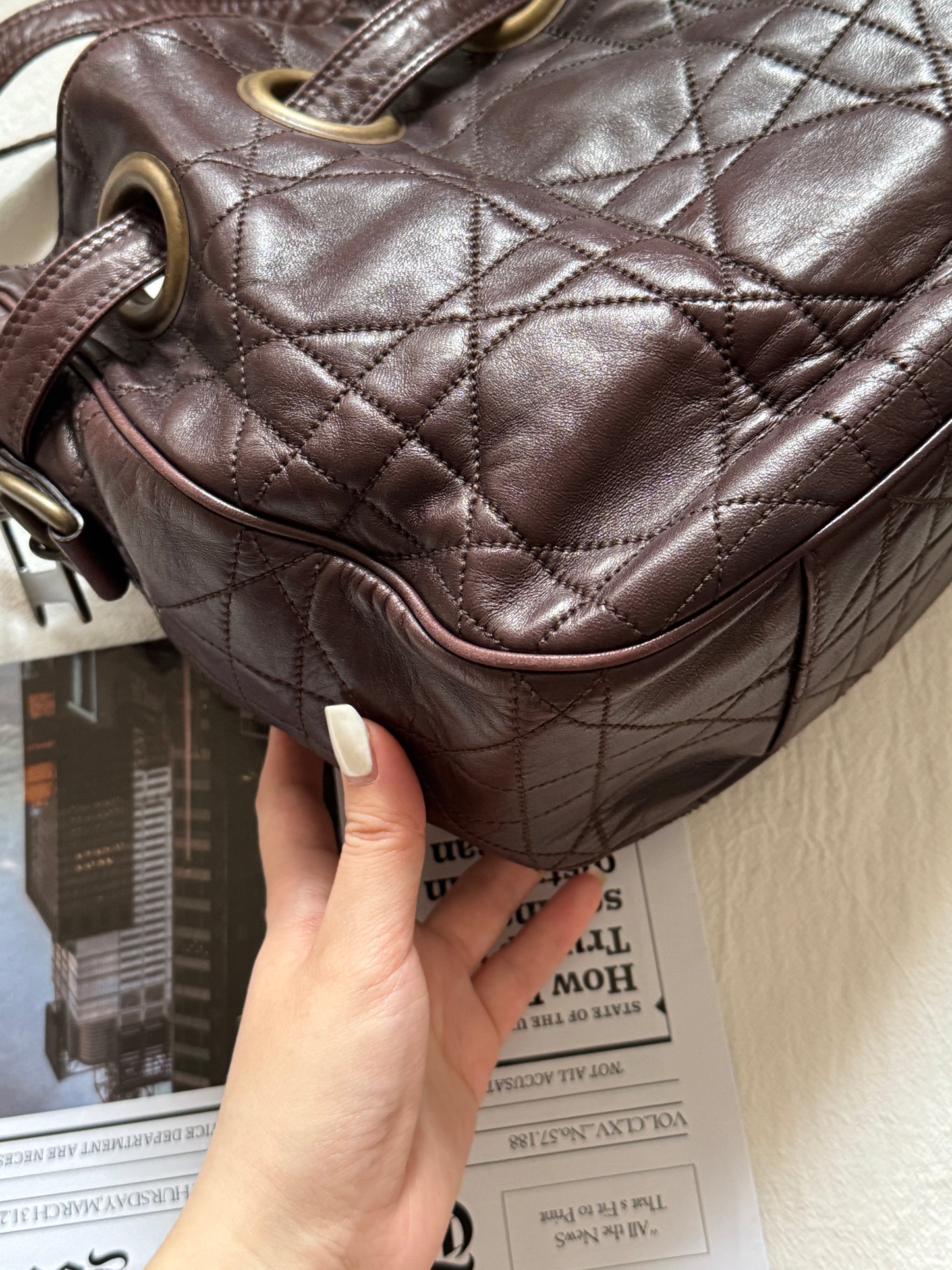 Vintage Dior 小羊皮cannage shoulder bag 25