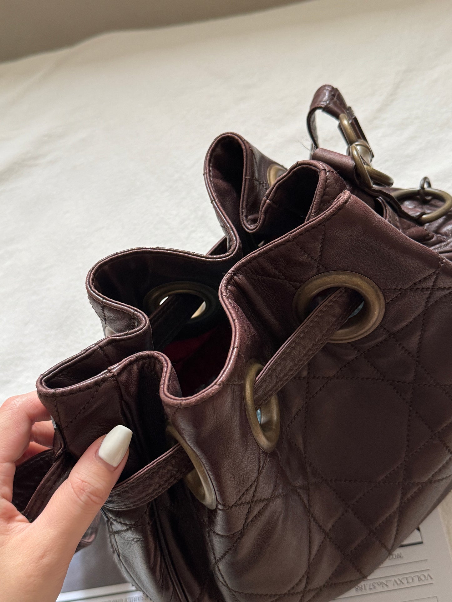 Vintage Dior 小羊皮cannage shoulder bag 25