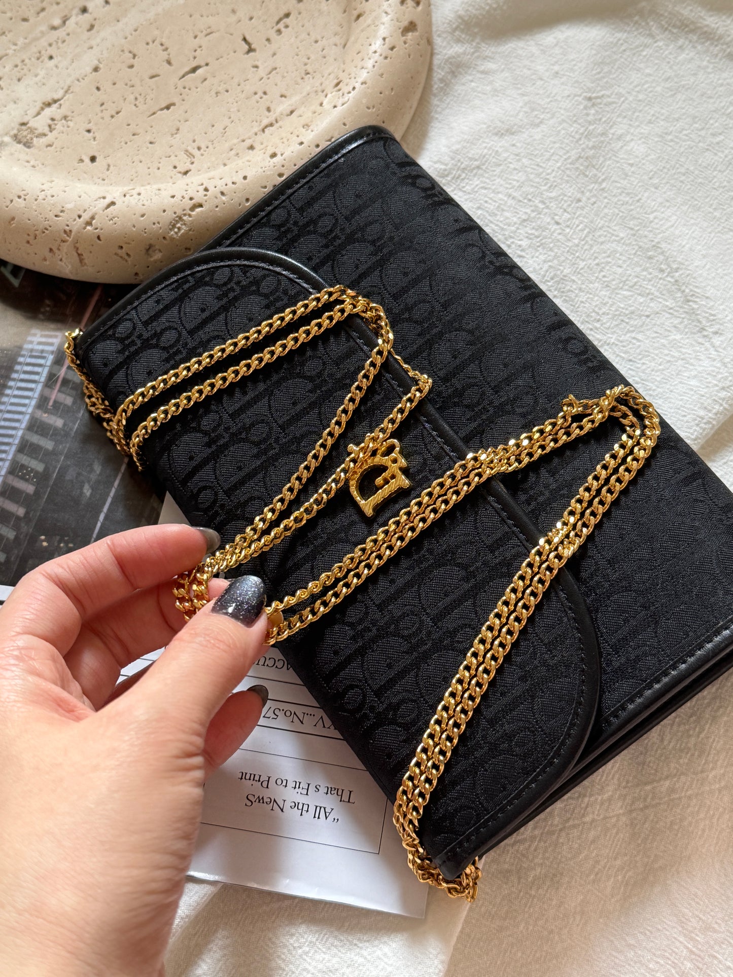 Vintage Dior黑金 trotter envelope bag✉️