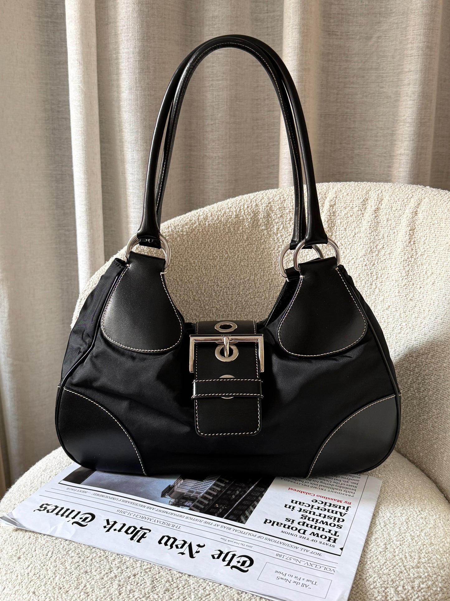 Vintage Prada 機車 buckle hobo bag🏍️