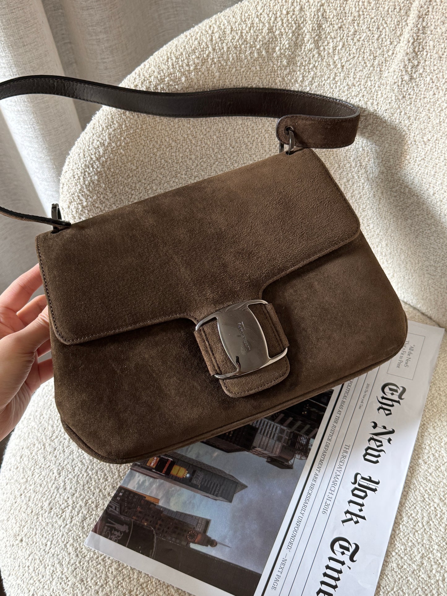 Vintage Salvatore Ferragamo chocolate suede bag