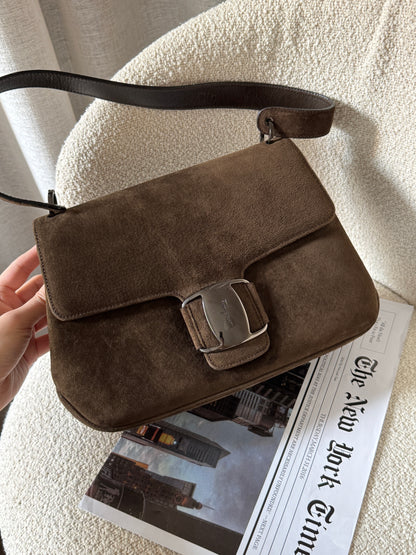 Vintage Salvatore Ferragamo chocolate suede bag