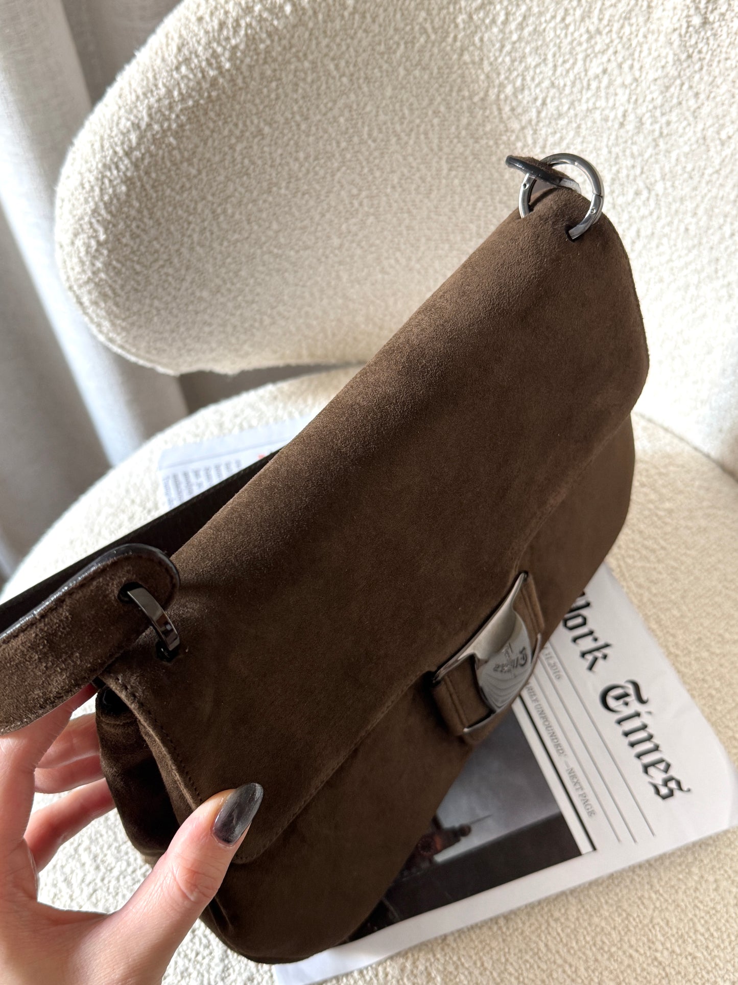 Vintage Salvatore Ferragamo chocolate suede bag