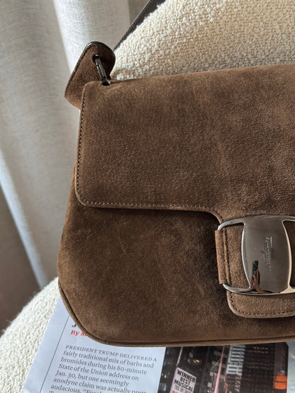 Vintage Salvatore Ferragamo chocolate suede bag