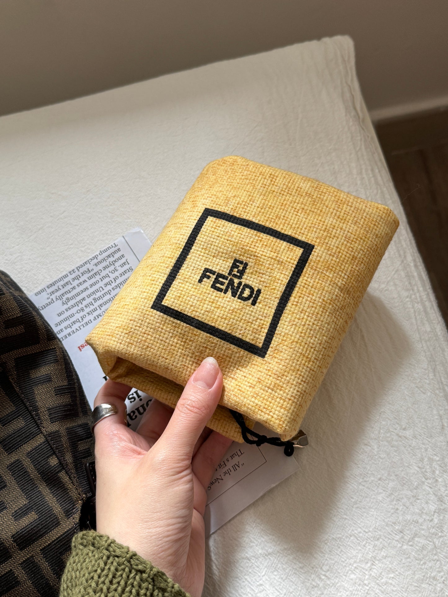 Vintage Fendi 老花銀扣square baguette 🍞