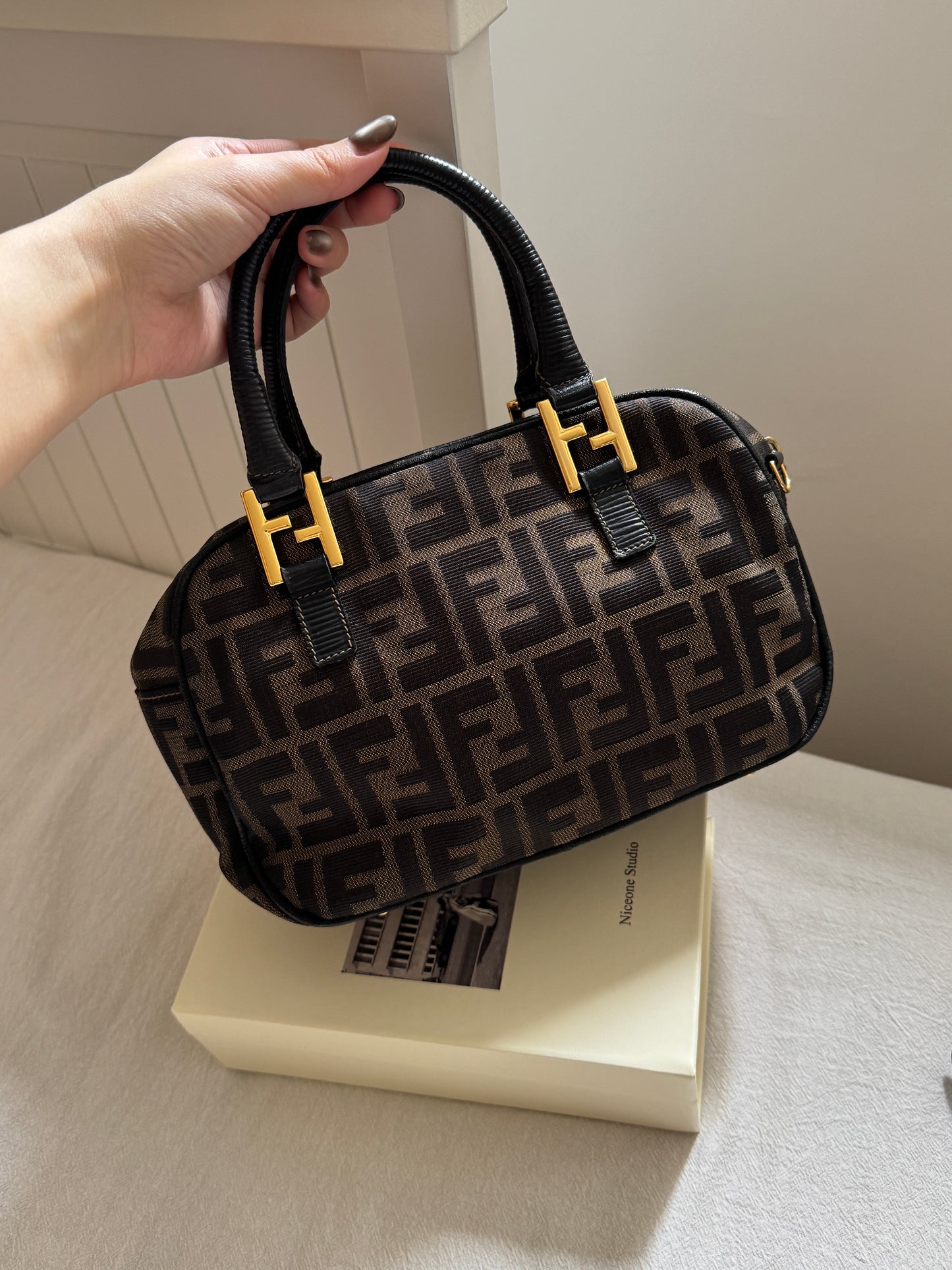 Vintage Fendi FF金扣老花2way bag🍂