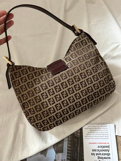 Vintage Fendi 金扣brown zucchino hobo💫