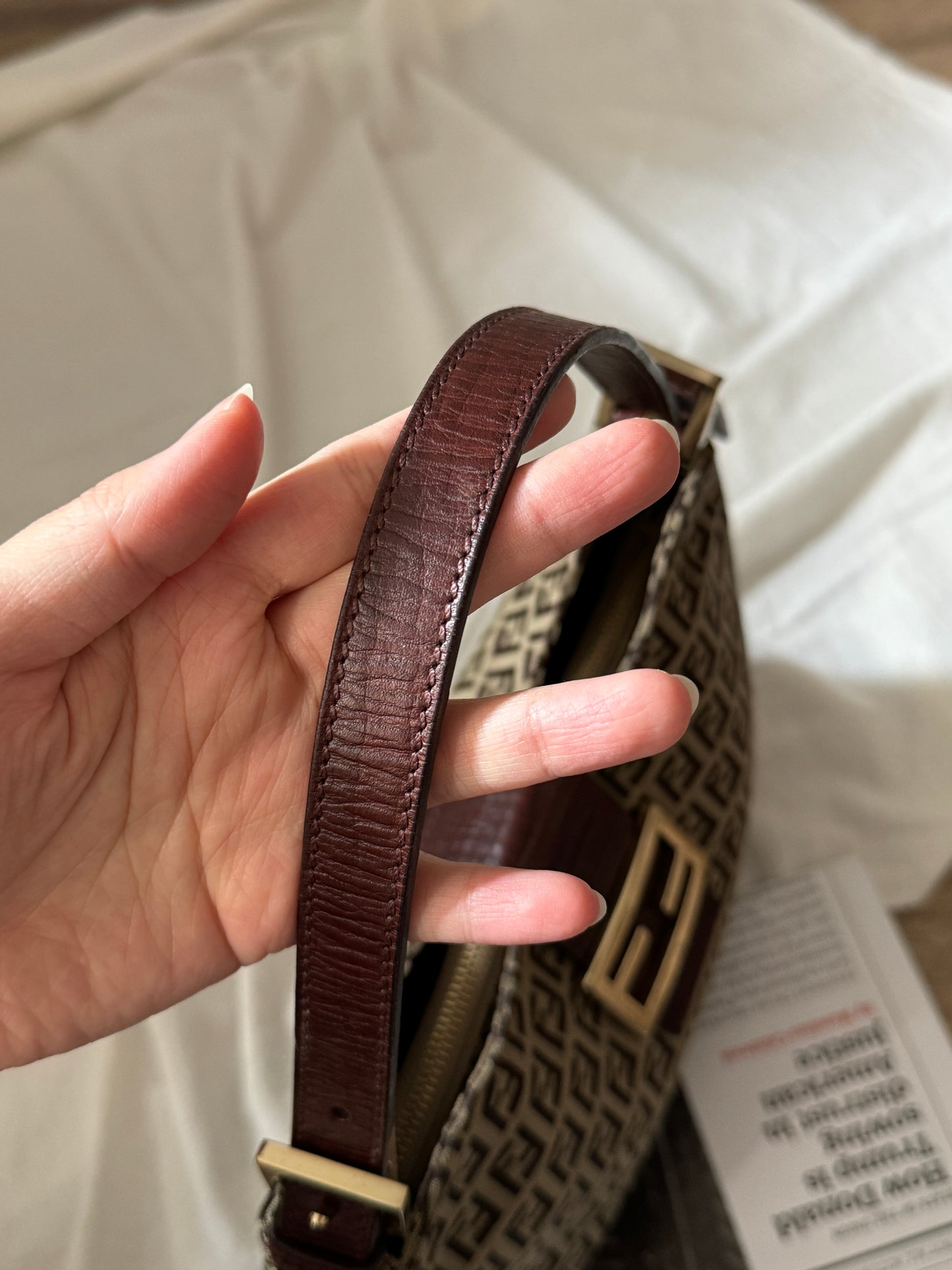 Vintage Fendi 金扣brown zucchino hobo💫