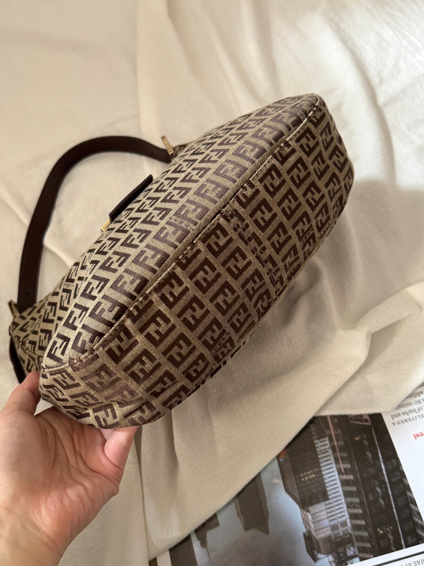 Vintage Fendi 金扣brown zucchino hobo💫