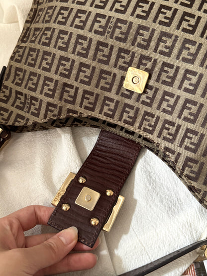 Vintage Fendi 金扣brown zucchino hobo💫