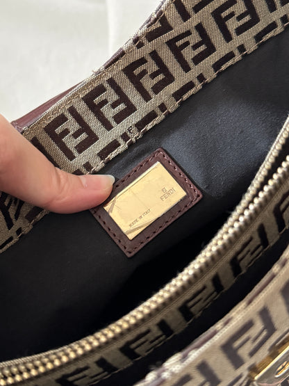 Vintage Fendi 金扣brown zucchino hobo💫