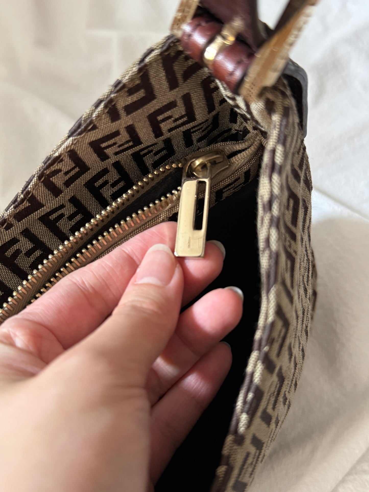 Vintage Fendi 金扣brown zucchino hobo💫