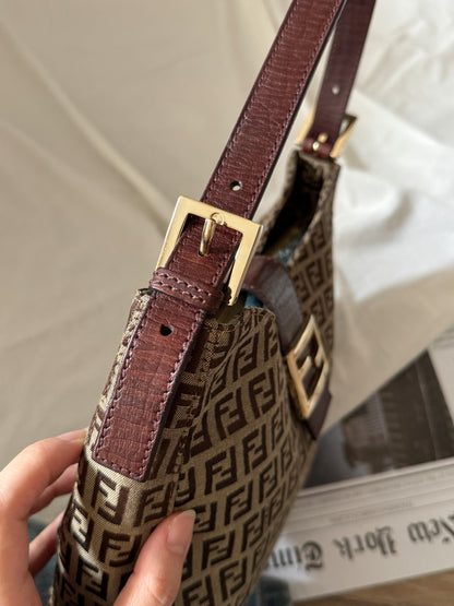Vintage Fendi 金扣brown zucchino hobo💫