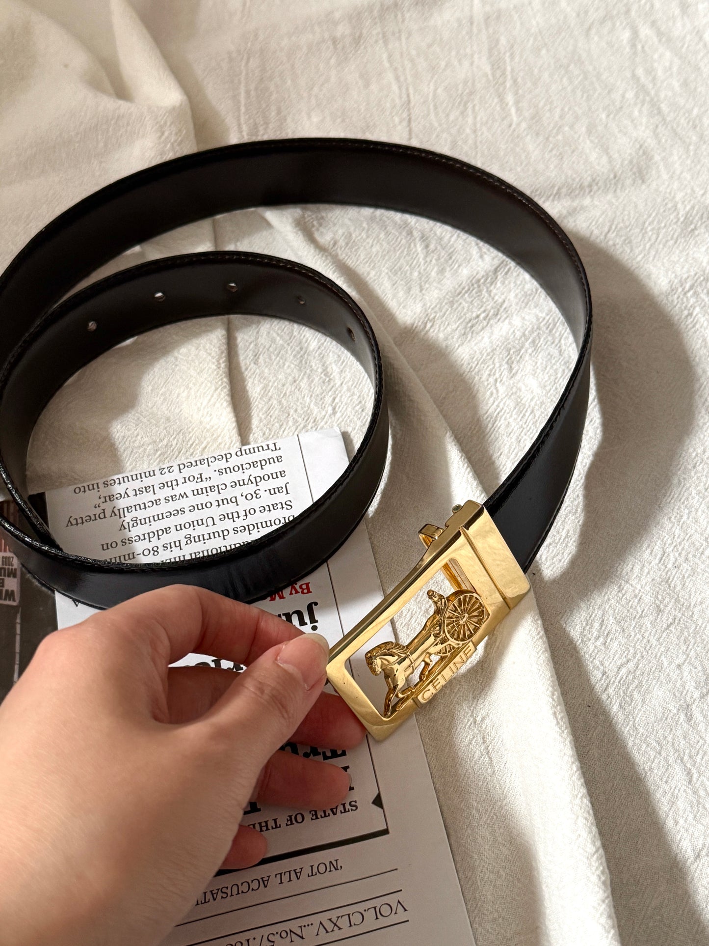Vintage Celine馬車金扣belt🎠