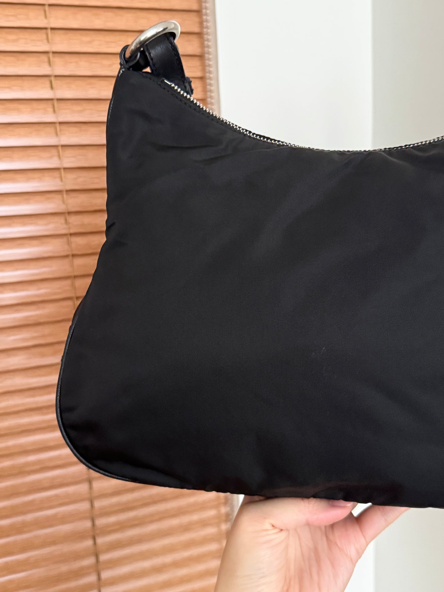 Vintage Prada nylon leather hobo bag🏍️